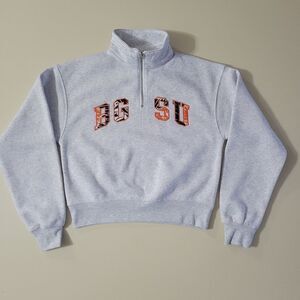 ZooZatz BGSU Ohio Women's Gray Quarter-Zip Pullover Sweatshirt